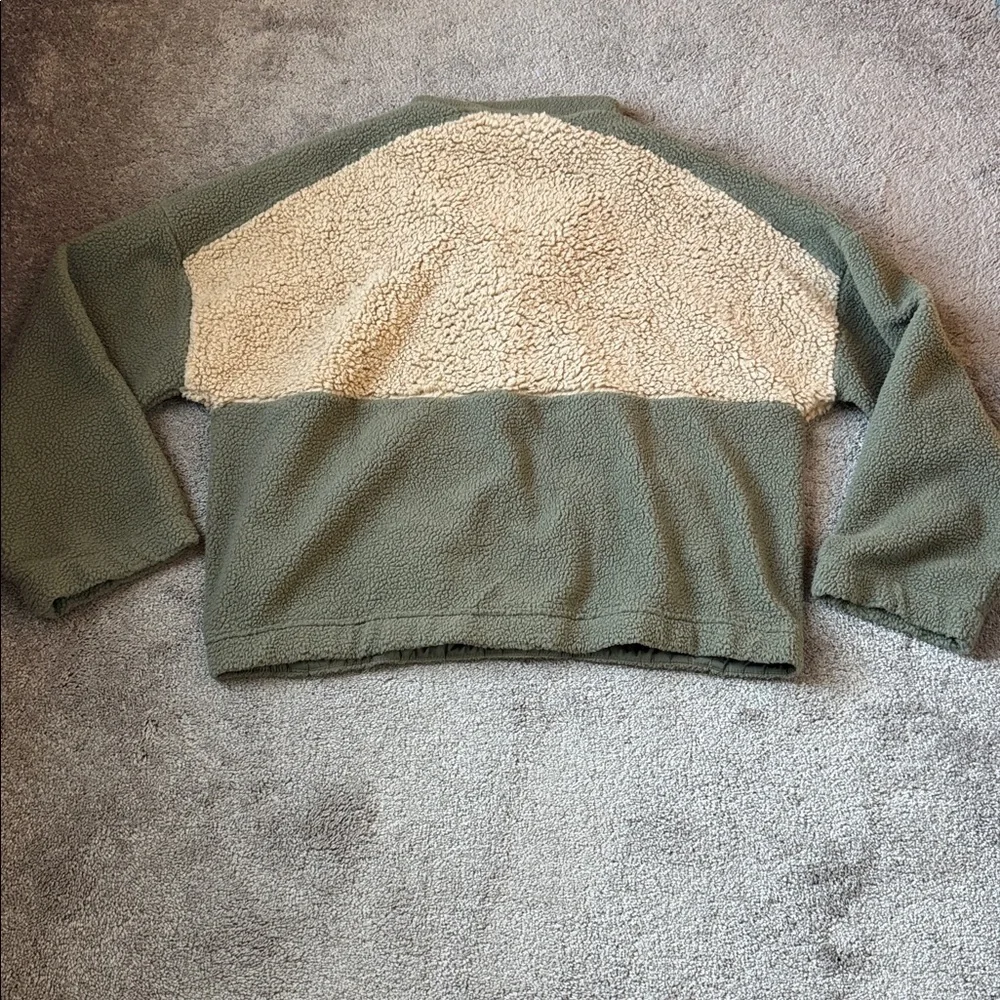 Columbia Lodge Sherpa Fleece Pullover Green Tan Quarter Snap SIZE XL Cozy - Picture 6 of 7